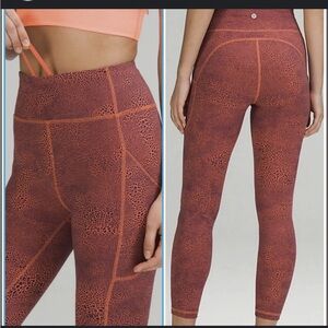 NEW! Lululemon Invigorate High Rise Tights Leggings Orange Crackle 2